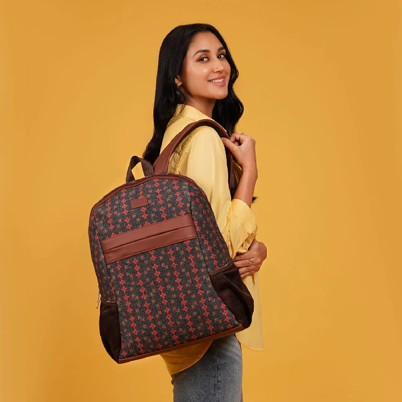 Backpack with a hidden anti - theft pocket and RFID - blocking technologyShobha Niwas Lotus Motif Classic Backpack