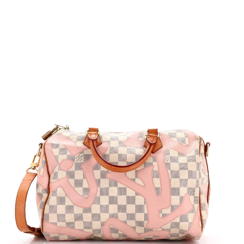 Laser-cut leather satchel with an intricate geometric designSpeedy Bandouliere Bag Limited Edition Damier Tahitienne 30