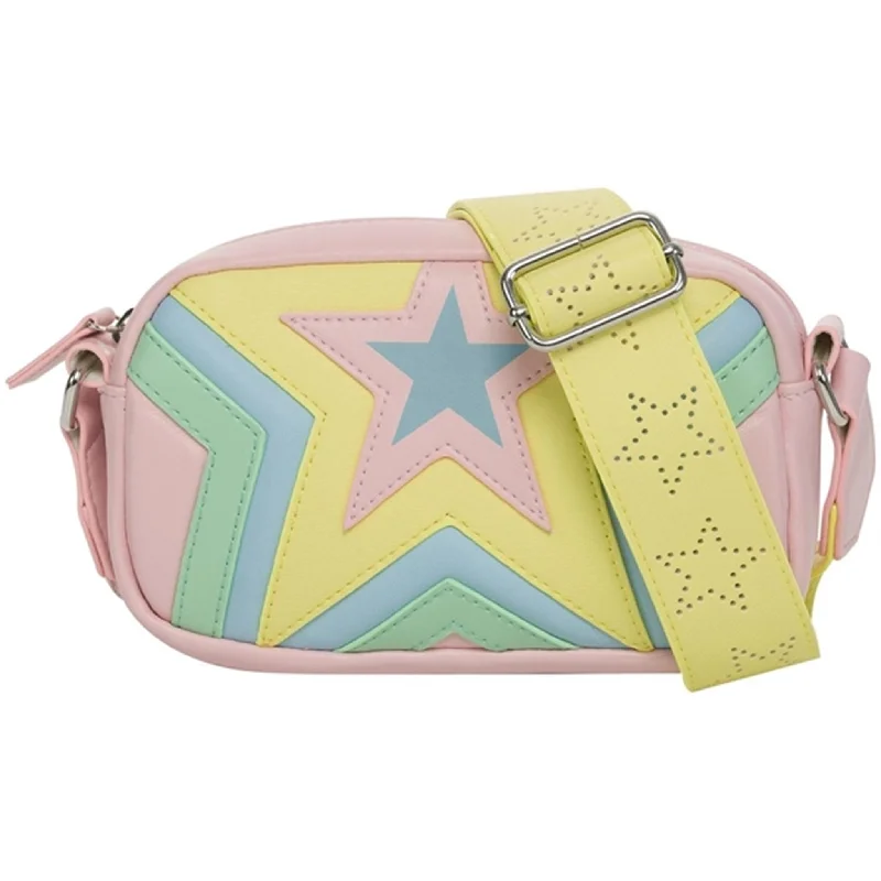 Vintage - style canvas shoulder bag with a brass clasp and frayed edgesStella McCartney Colourful Shoulder Bag