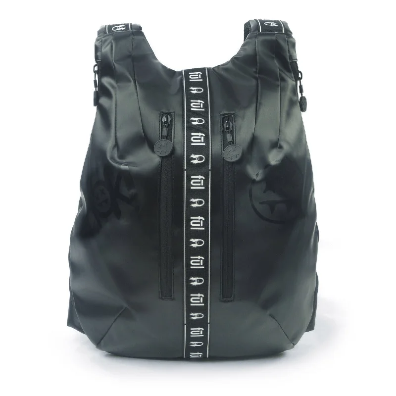 Vintage - inspired leather backpack with a flap - over closure and tassel detailsSteve Aoki Official FŪL Fang Official Slouchy Black Backpack