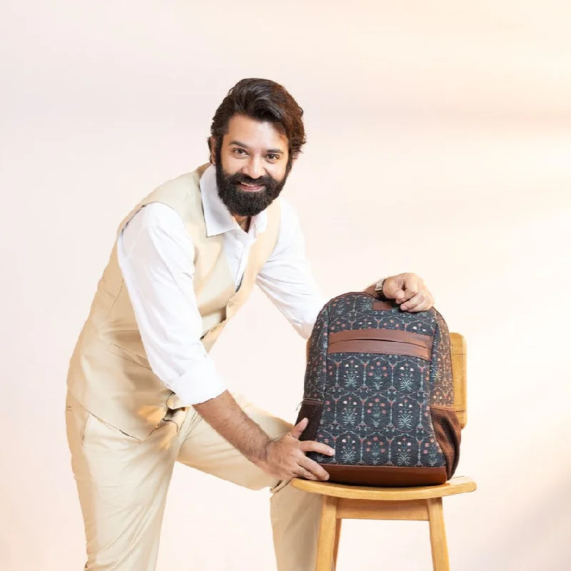 Laser - cut leather backpack with an intricate geometric designTaj Guldasta Classic Backpack