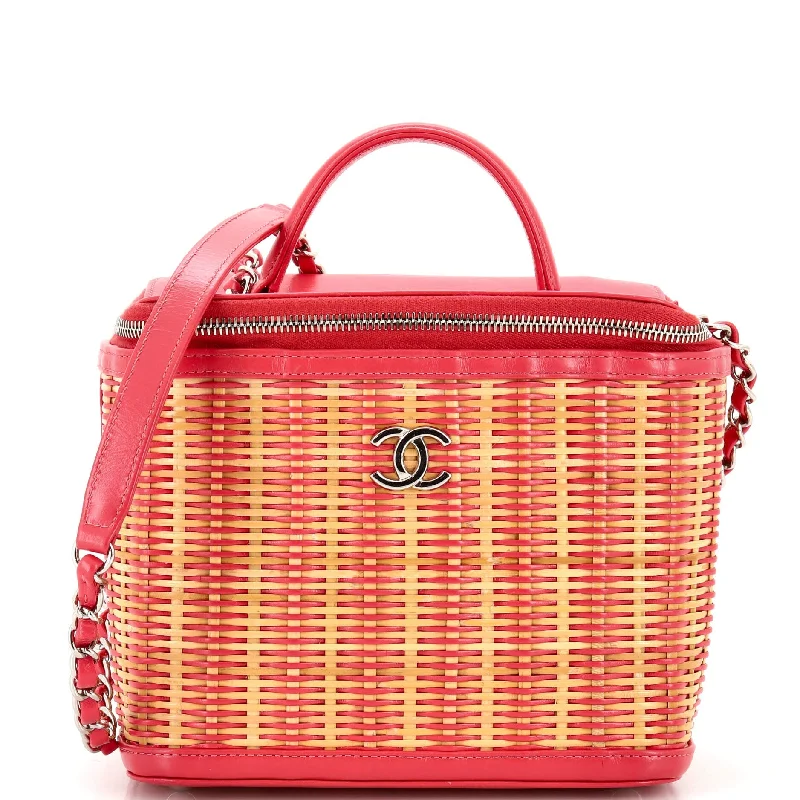 Satchel with a tassel or fringe detail for a bohemian feelTake Away Vanity Case Rattan and Calfskin Medium