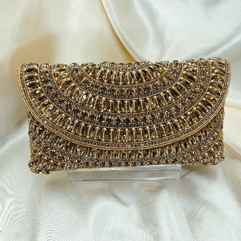 Crystal - encrusted clutch for a red - carpet eventJULIA Clutch (Gold)