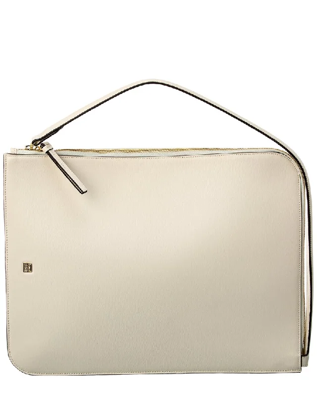 Metallic leather evening bag with a textured finishTOTEME Logo-Plaque Slim Leather Pouch