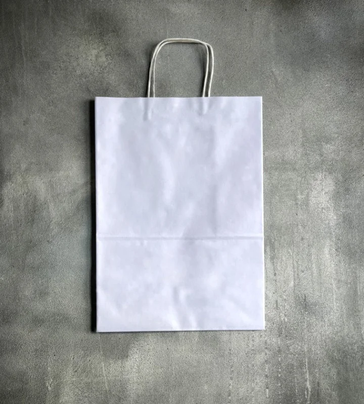 Leatherette handle bag with a quilted diamond pattern and a magnetic snap closureTwisted Handle Kraft Paper Bag - White 240x100x320mm