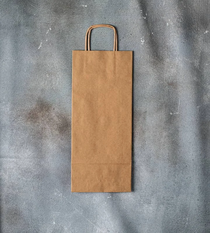 Color - blocked handle bag with a combination of bright and neutral colorsTwisted Handle Kraft Bottle Bag - Brown 160x80x390mm