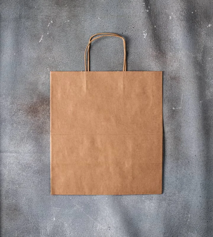 Leatherette handle bag with a quilted diamond pattern and a magnetic snap closureTwisted Handle Kraft Paper Bag - Brown 305x170x340mm