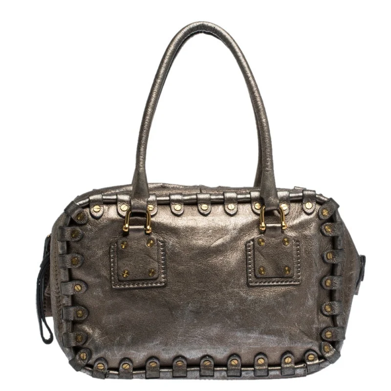 Silk satchel with a delicate paisley print for a feminine aestheticValentino  Leather Studded Satchel