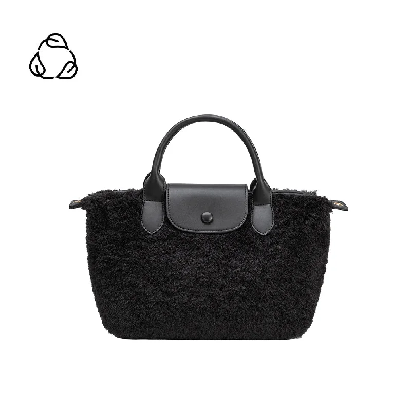 Faux fur - trimmed handle bag for a cozy and stylish winter accessoryWinnie Black Sherpa Tote Bag