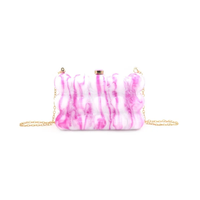 Fur - trimmed evening bag for a luxurious winter eventWomen's Acrylic Clutch In Fuchsia