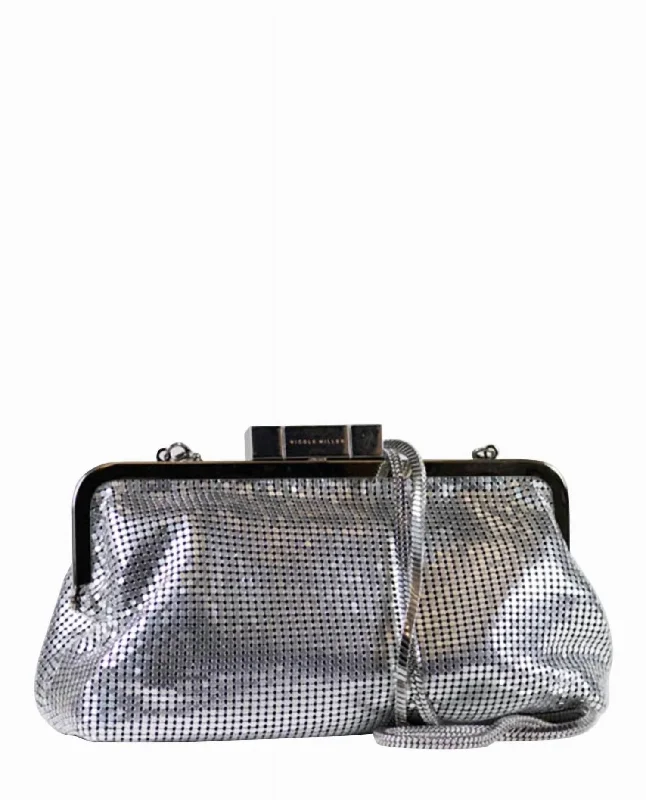 Monogrammed clutch as a personalized evening accessoryWomen's Chainmail Crossbody Clutch In Silver