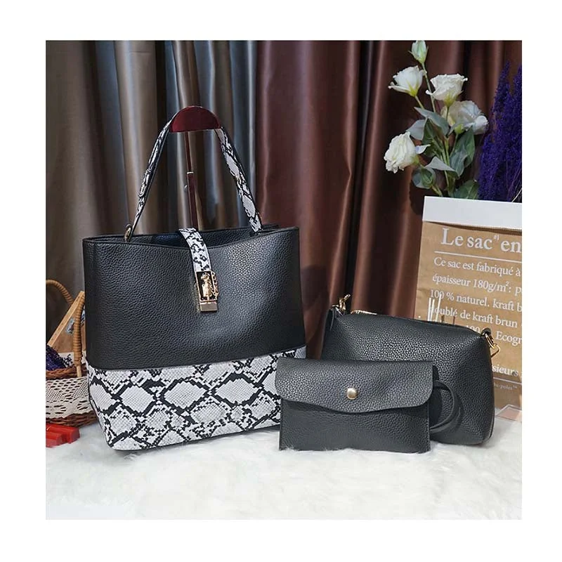 Women's anti - theft polyester handbags with hidden pocketsWomen's Fashion Handbags Vintage Large Capacity Snakeskin Designer 3 in 1 Purses and Handbags